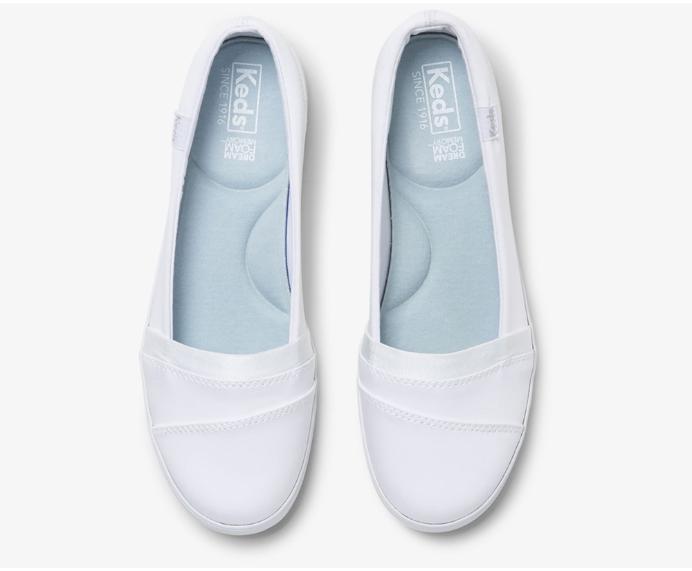 Slip On Γυναικεια - Keds Carmel - Λευκα - BIOSH7102